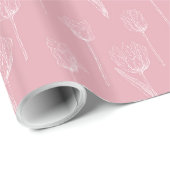 White Florals On Pink Wedding Wrapping Paper ラッピングペーパー (ロールコーナー)