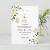 White flow wedding ring Spanish Wedding Invitation 招待状 (スタンド正面)