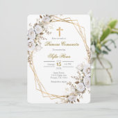 White flower bouquet first communion in Spanish 招待状 (スタンド正面)