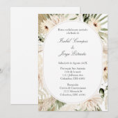 White flower bouquet Wedding Invitation 招待状 (正面/裏面)