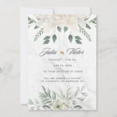 White Flower design Wedding Invition 招待状 (正面)