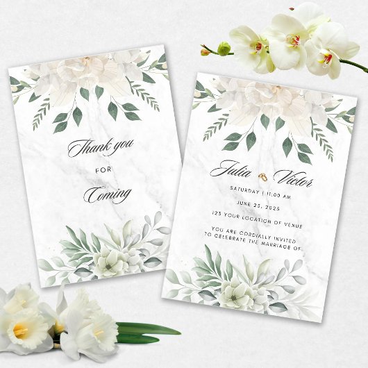 White Flower design Wedding Invition 招待状