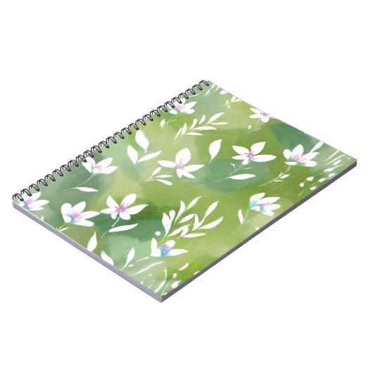 White Flower Fields | Elegant Spring Floral  ノートブック (左側)