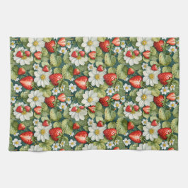 White Flower & Strawberry キッチンタオル