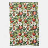 White Flower & Strawberry キッチンタオル (縦)