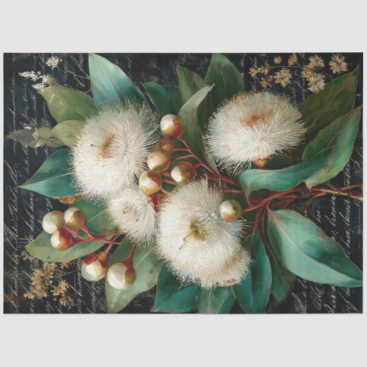 White Flowering Gumnut Decoupage 薄葉紙 (正面)