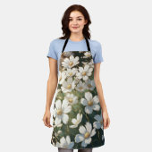 White flowers エプロン (着用した状態)