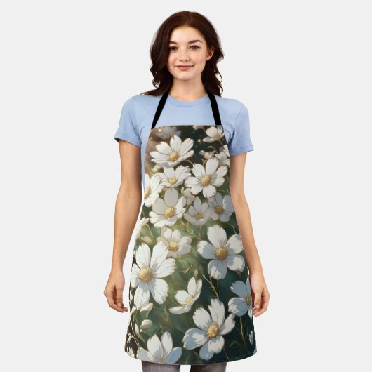 White flowers エプロン (着用した状態)