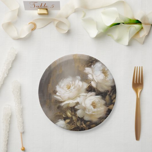 white flowers ペーパープレート (ウェディング)