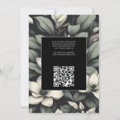 White Flowers and Greenery QR Wedding 招待状 (裏面)