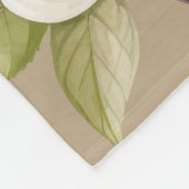 White flowers brown background フリースブランケット (角)