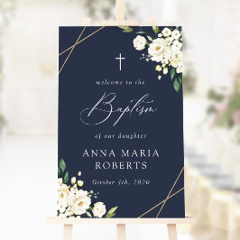 White Flowers, Cream Flowers, Baptism Welcome ポスター