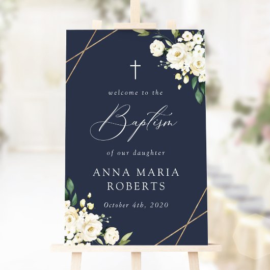 White Flowers, Cream Flowers, Baptism Welcome ポスター