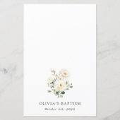 White Flowers, Cream Flowers, Boho, Baptism Menu (裏面)