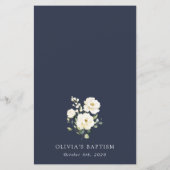 White Flowers, Cream Flowers, Boho, Baptism Menu (裏面)