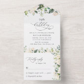 White Flowers, Cream Flowers, Boho, Birthday オールインワン招待状 (内側)