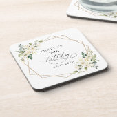 White Flowers, Cream Flowers, Boho, Birthday コースター (左側)