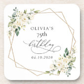 White Flowers, Cream Flowers, Boho, Birthday コースター (正面)