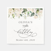 White Flowers, Cream Flowers, Boho, Birthday スタンダードカクテルナプキン (正面)