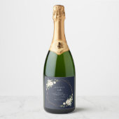 White Flowers, Cream Flowers, Boho, Birthday スパークリングワインラベル (正面)