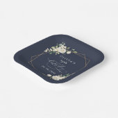 White Flowers, Cream Flowers, Boho, Birthday ペーパープレート (傾斜あり)