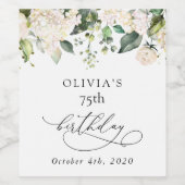 White Flowers, Cream Flowers, Boho, Birthday ワインラベル (シングルラベル)