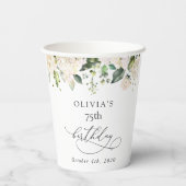 White Flowers, Cream Flowers, Boho, Birthday 紙コップ (裏面)