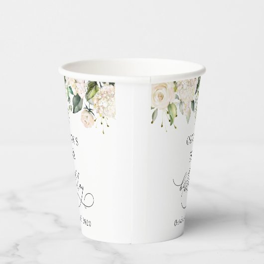 White Flowers, Cream Flowers, Boho, Birthday 紙コップ (右)