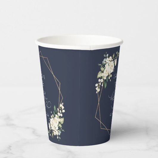 White Flowers, Cream Flowers, Boho, Birthday 紙コップ (右)