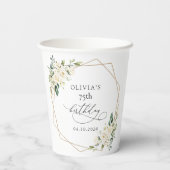 White Flowers, Cream Flowers, Boho, Birthday 紙コップ (裏面)