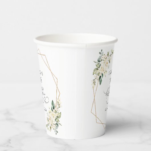 White Flowers, Cream Flowers, Boho, Birthday 紙コップ (右)