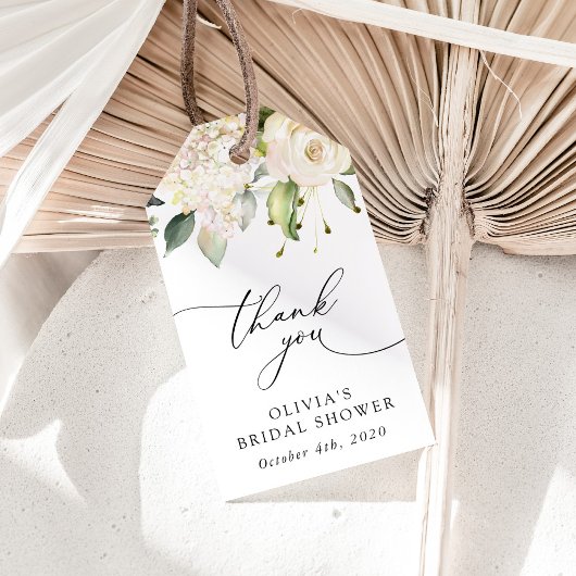 White Flowers, Cream Flowers, Boho, Bridal Shower ギフトタグ