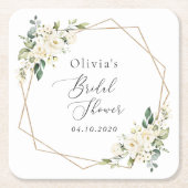 White Flowers, Cream Flowers, Boho, Bridal Shower スクエアペーパーコースター (正面)