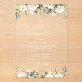 White Flowers, Cream Flowers, Boho, Confirmation アクリル招待状 (正面)