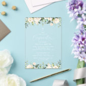 White Flowers, Cream Flowers, Boho, Confirmation アクリル招待状 (インサイチュ (ウェディング))