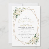 White Flowers, Cream Flowers, Boho, Confirmation 招待状 (正面)