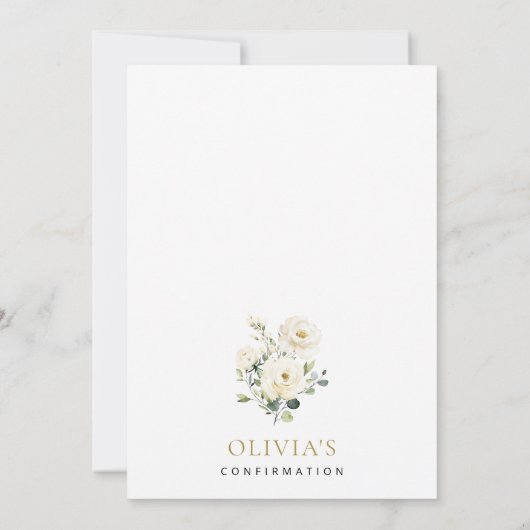 White Flowers, Cream Flowers, Boho, Confirmation 招待状 (裏面)