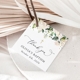 White Flowers, Cream Flowers, Boho, Floral Baptism フェイバータグ