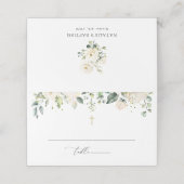 White Flowers, Cream Flowers, Boho, Floral Baptism プレイスカード (外部開封)