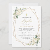 White Flowers, Cream Flowers, Boho, Floral Baptism 招待状 (正面)