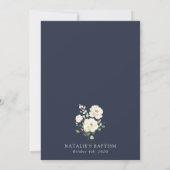 White Flowers, Cream Flowers, Boho, Floral Baptism 招待状 (裏面)
