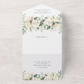 White Flowers, Cream Flowers, Boho, Sweet 16 オールインワン招待状 (外側)