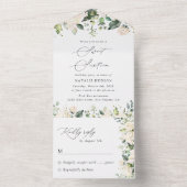 White Flowers, Cream Flowers, Boho, Sweet 16 オールインワン招待状 (内側)