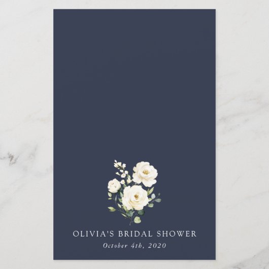 White Flowers, Cream Flowers, Bridal Shower Menu (裏面)