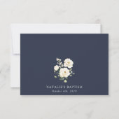 White Flowers, Cream Flowers, Greenery, Baptism サンキューカード (裏面)