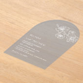 White Flowers Dusty Blue Casual Wedding アクリル招待状 (レイダウン)