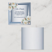 White Flowers Elegant Blue Gray Detail エンクロージャーカード (正面/裏面)