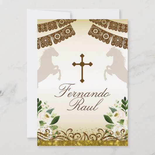 White Flowers Fiesta Baptism and Birthday 招待状 (裏面)