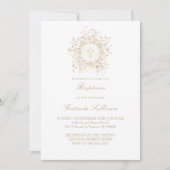 white flowers frame Baptism 招待状 (正面)