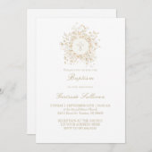 white flowers frame Baptism 招待状 (正面/裏面)